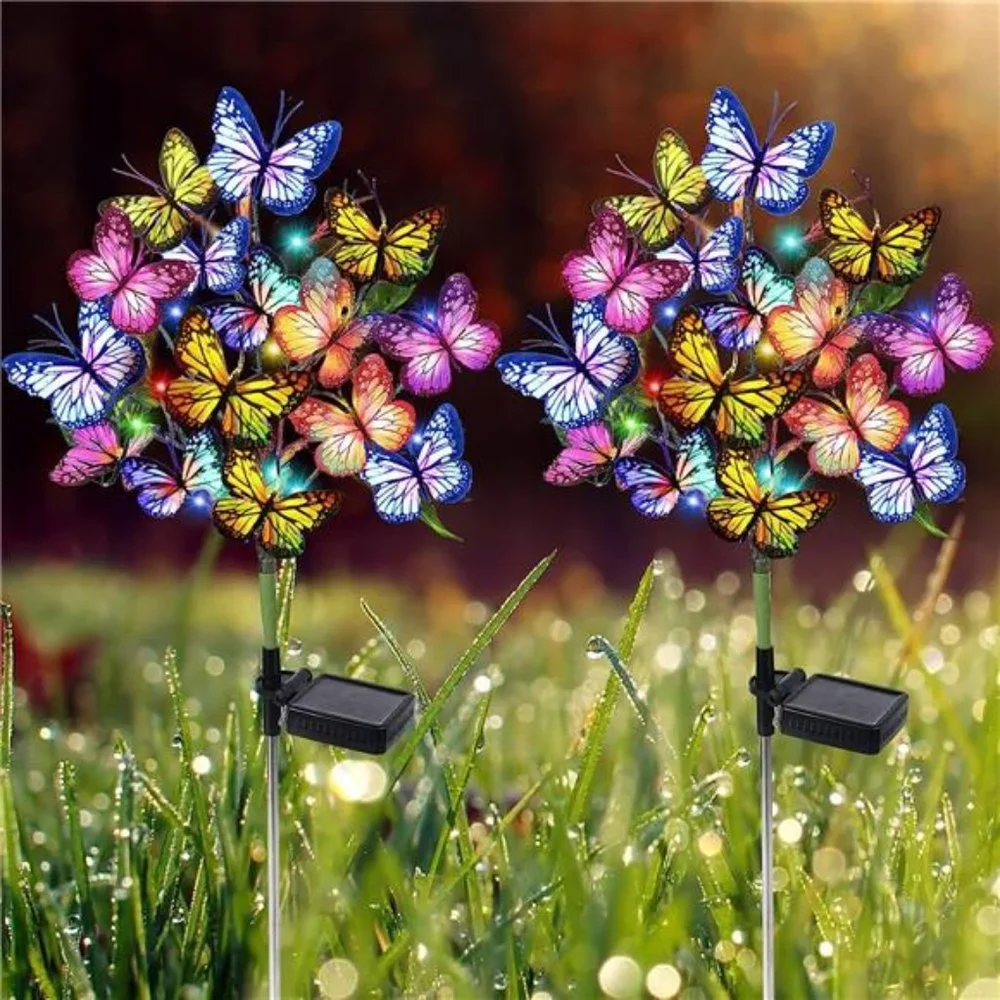 Solar Butterfly Garden Lights Outdoor Waterproof Decorative Solar Lights 2 Pack